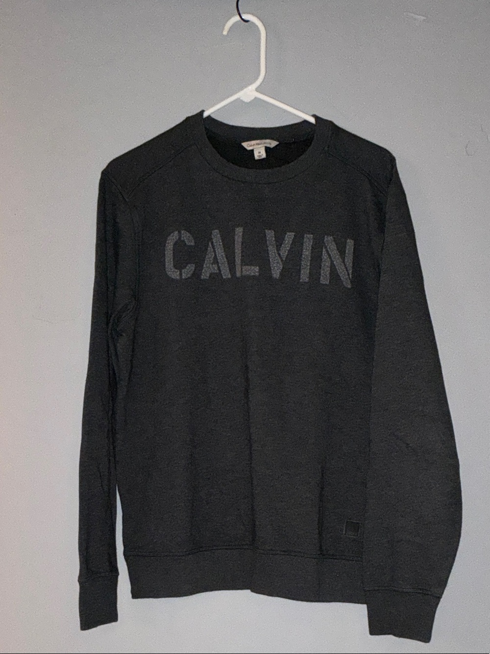 Calvin Klein Men's Dark Charcoal Crewneck Sweatshirt with CALVIN Logo